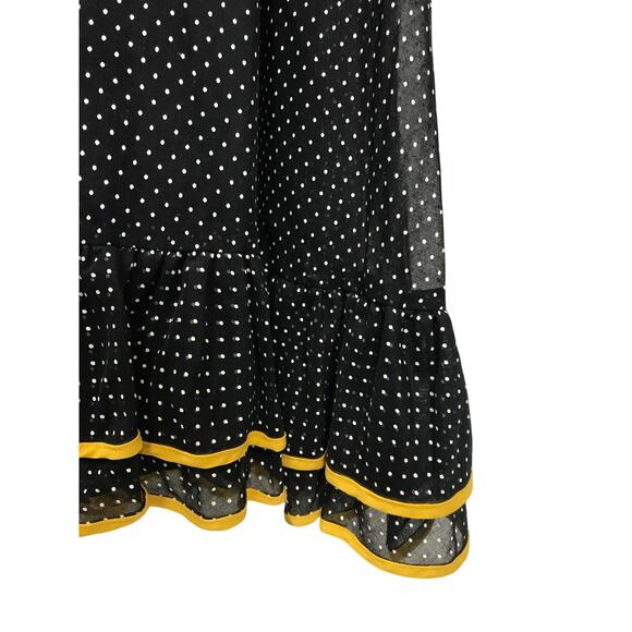 Vintage Miss Elliette VTG Maxi Dress Polka Dot Ruffle Peter Pan Collar Bow 60s - Picture 9 of 13